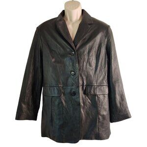 Vintage Fleet Street Red Label Black Leather Jacket Large Soft Blazer Style